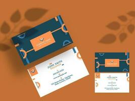 Blue And White Color Business Card Set With Double-Sides Present. vector