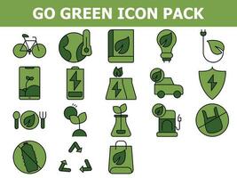 Go Green Icon Or Symbol Set In Green Color. vector