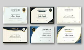 Set Of Achievement Certificate Template Design On Gray Background. vector