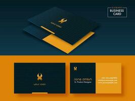 Blue And Orange Color Business Card Templates With Double-Sides. vector
