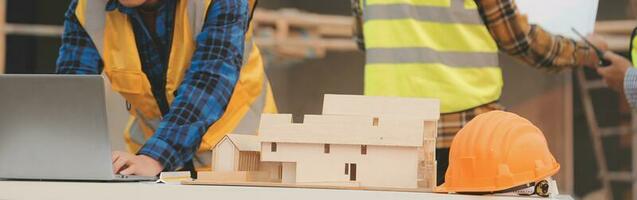 aerial view of construction worker in construction site photo