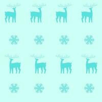 Blue Silhouette Reindeer And Snowflakes Pattern Background. vector