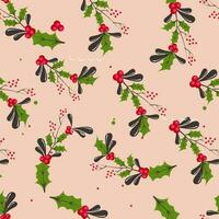 Seamless Pattern Of Berries With Leaves On Peach Background. vector