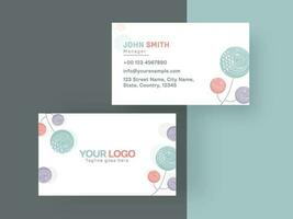 Vector Business Card Template With Flowers In Front And Back View.