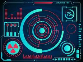 Digital charts or radar user interface and graph hologram screen on blue background for HUD Infographic futuristic concept. vector