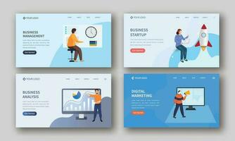 Set Of Responsive Web Banner Or Landing Page For Business Concept. vector