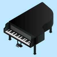 3D illustration of piano element in black color. vector