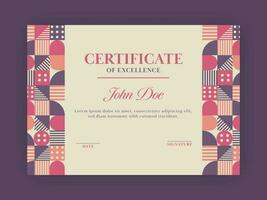 Certificate Of Excellence Template Layout With Abstract Pattern. vector