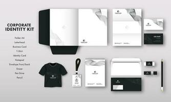 Corporate Identity Kit Including As Folder A4, Letterhead, Identity Card, T-Shirt, Envelope, Pen Drive And Other Stationery Items. vector