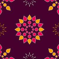 Seamless Rangoli Or Floral And Fireworks Seamless Pattern Background. vector