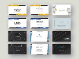 Abstract Business Card Template Set On Gray Background. vector