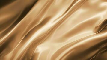 Gold satin fabric texture background. Closeup of rippled golden silk fabric. 3d render illustration photo