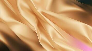 Gold satin fabric texture background. Closeup of rippled golden silk fabric. 3d render illustration photo