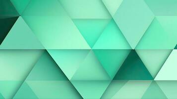 Abstract geometric background with triangles in green colors. 3d rendering. photo