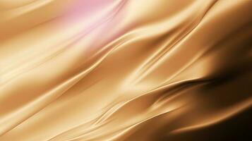 Gold satin fabric texture background. Closeup of rippled golden silk fabric. 3d render illustration photo