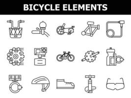 Vector Illustration of Bicycle Icon Set in Thin Line Art.