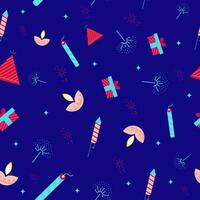 Seamless Diwali Theme Pattern Background in Blue Color. vector