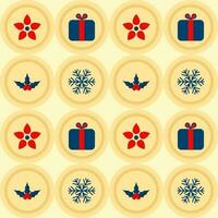 Yellow Circle Pattern Background With Christmas Elements. vector