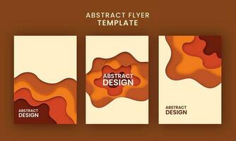 Abstract Template Or Flyer Design Set With Paper Layer Overlap Cut On Brown Background. vector