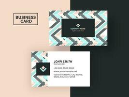 Business Card Template With Abstract Zigzag Pattern In Front And Back View. vector
