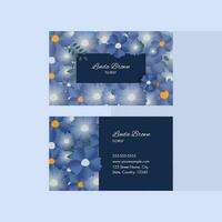 Florist Business Card Template Layout With Floral Pattern In Blue Color. vector