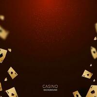 Casino Background Decorated With Golden Playing Or Ace Cards. vector
