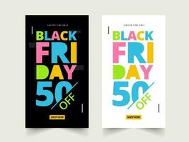 Black Friday Sale Template Design With Discount Offer In Two Color Options. vector