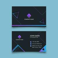 Modern Business Card Template With Front And Back Presentation In Black Color. vector