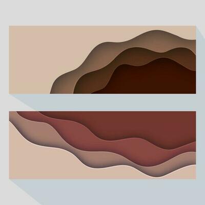 Brown Paper Layer Cut Background With Copy Space In Two Options.