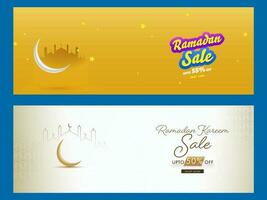 Ramadan Kareem or Ramadan Mubarak Header or Banner Set. vector