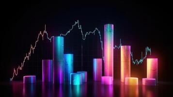 , stock market chart lines, financial graph on technology abstract background represent financial crisis, financial meltdown. Technology concept, trading market concept. photo