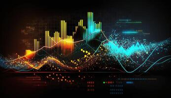 , stock market chart lines, financial graph on technology abstract background represent financial crisis, financial meltdown. Technology concept, trading market concept. photo