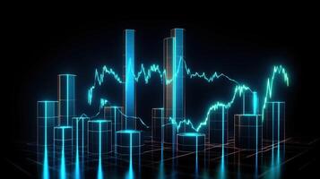 generativo ai, valores mercado gráfico líneas, financiero grafico en tecnología resumen antecedentes representar financiero crisis, financiero fusión de un reactor. tecnología concepto, comercio mercado concepto. foto