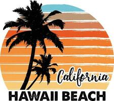 California Hawaii Beach T-shirt Design vector