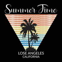 Summer Time Los Angeles California T-shirt Design Vector Illustration