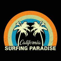 diseño de camiseta del paraíso del surf de california vector