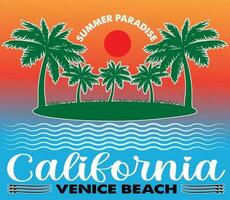 Summer Paradise California Venice Beach T-shirt Design vector