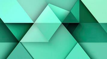 Abstract geometric background with triangles in green colors. 3d rendering. photo