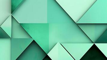 Abstract geometric background with triangles in green colors. 3d rendering. photo