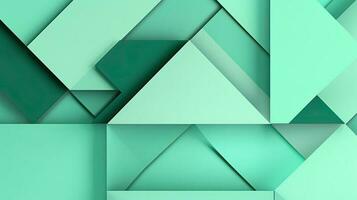 Abstract geometric background with triangles in green colors. 3d rendering. photo