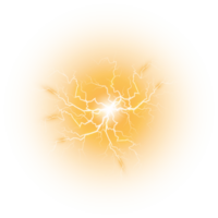 Yellow Magic lightning and bright light effects. Discharge electric current. Charge current. Natural phenomena. PNG. png