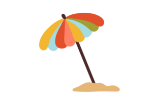 Colorful beach umbrella on sandy beach png