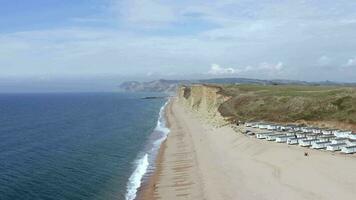 Sandstone Rock Formation Cliff Along West Bay in England video