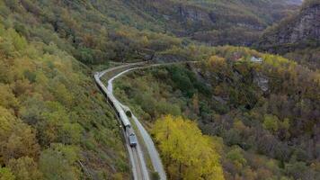 The Flam to Myrdal Train Passing Through Beautiful Landscapes video