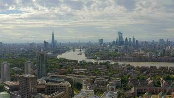 Aerial View of the Distant London Skyline From Docklands video
