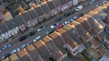 Aerial View of Terraced Working Class Housing in Luton at Sunset video