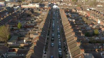 Aerial View of Terraced Working Class Housing in Luton at Sunset video