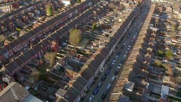 Aerial View of Terraced Working Class Housing in Luton at Sunset video