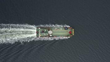 Bird's Eye View of a Commercial Ship at Sea video