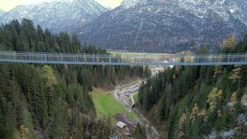Pedestrian Bridge Crossing a Valley in Switzerland video